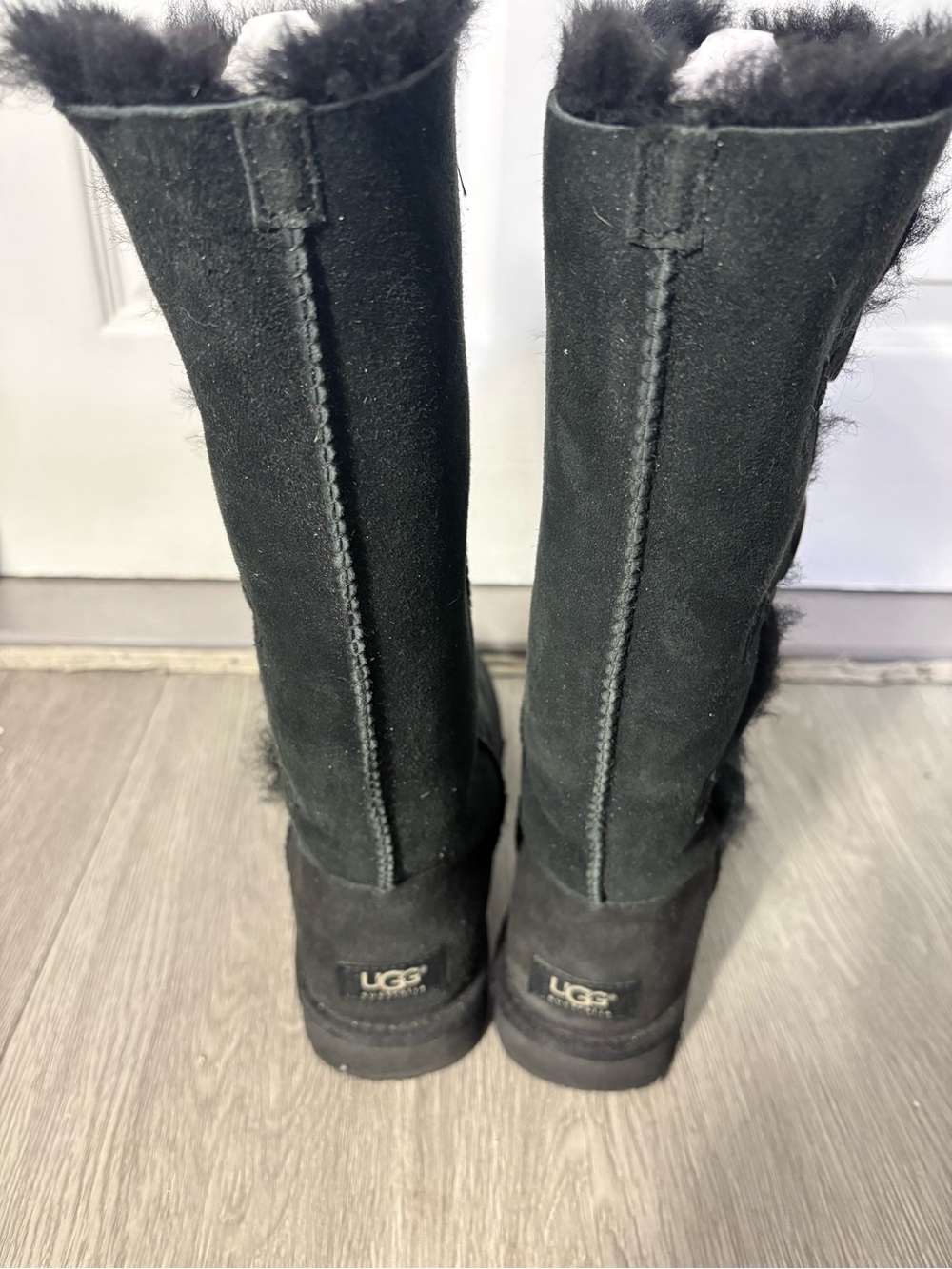 UGG Black Over-the-Knee Button Suede Boots - Picture 4 of 6